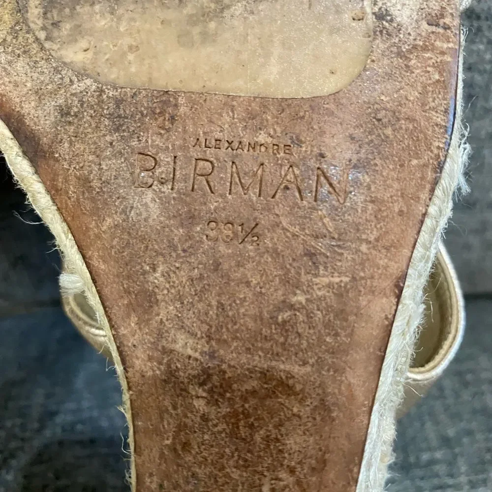 Alexandre Birman Clarita Demi Espadrille Wedge Sandals in Gold Size 38.5